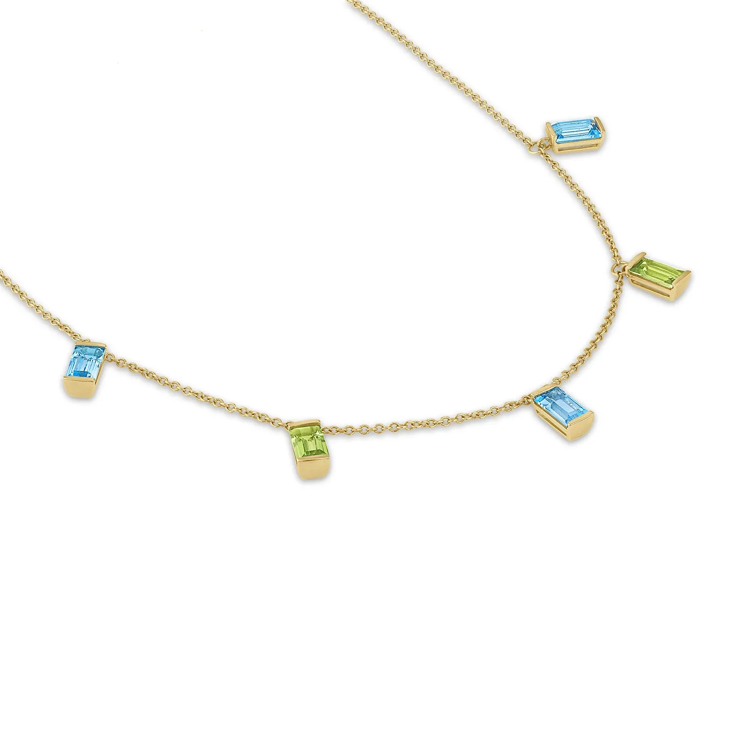 Statement Bonbon Necklace in Peridot and Blue Topaz