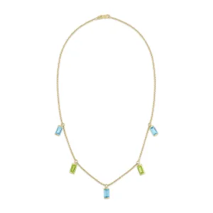 Statement Bonbon Necklace in Peridot and Blue Topaz