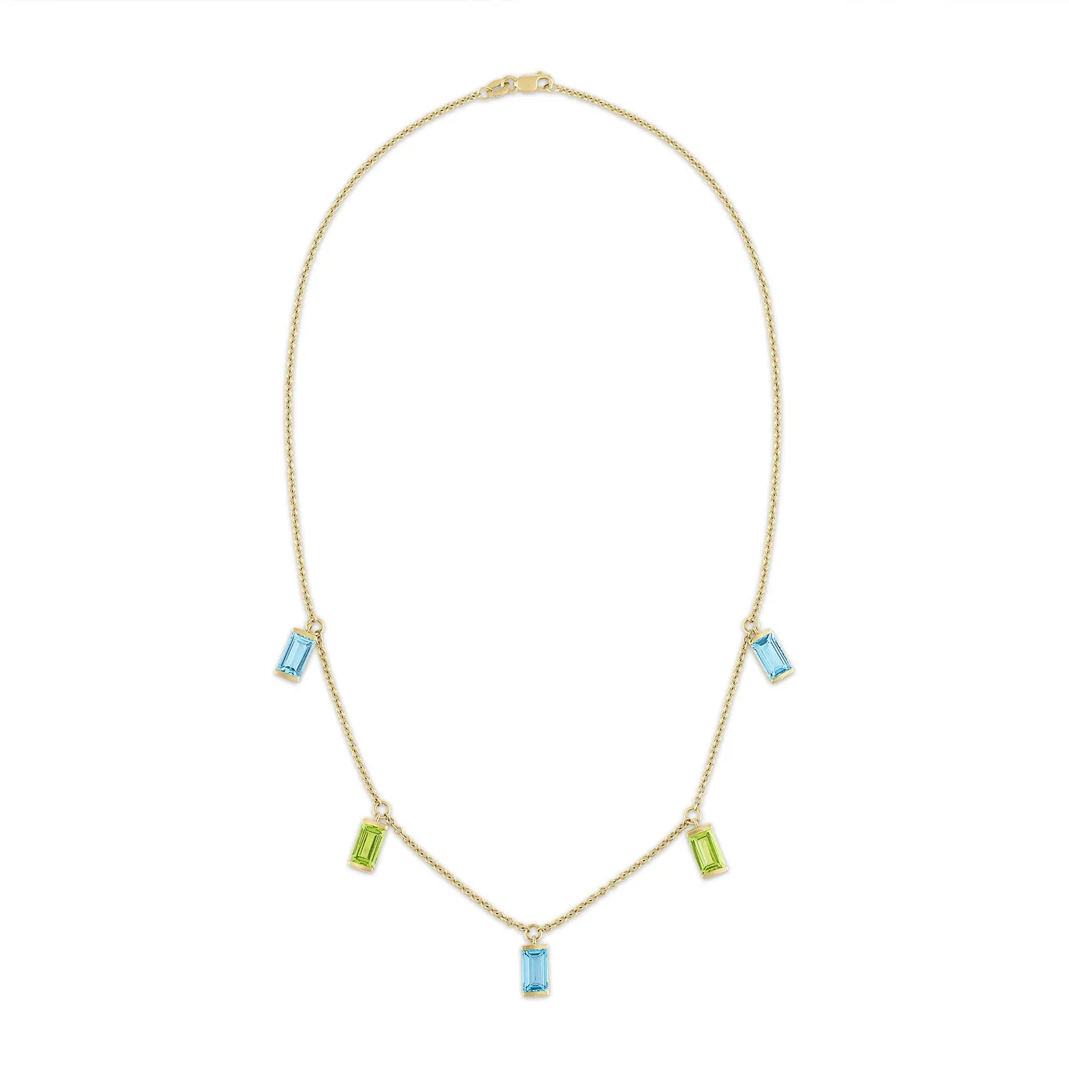 Statement Bonbon Necklace in Peridot and Blue Topaz