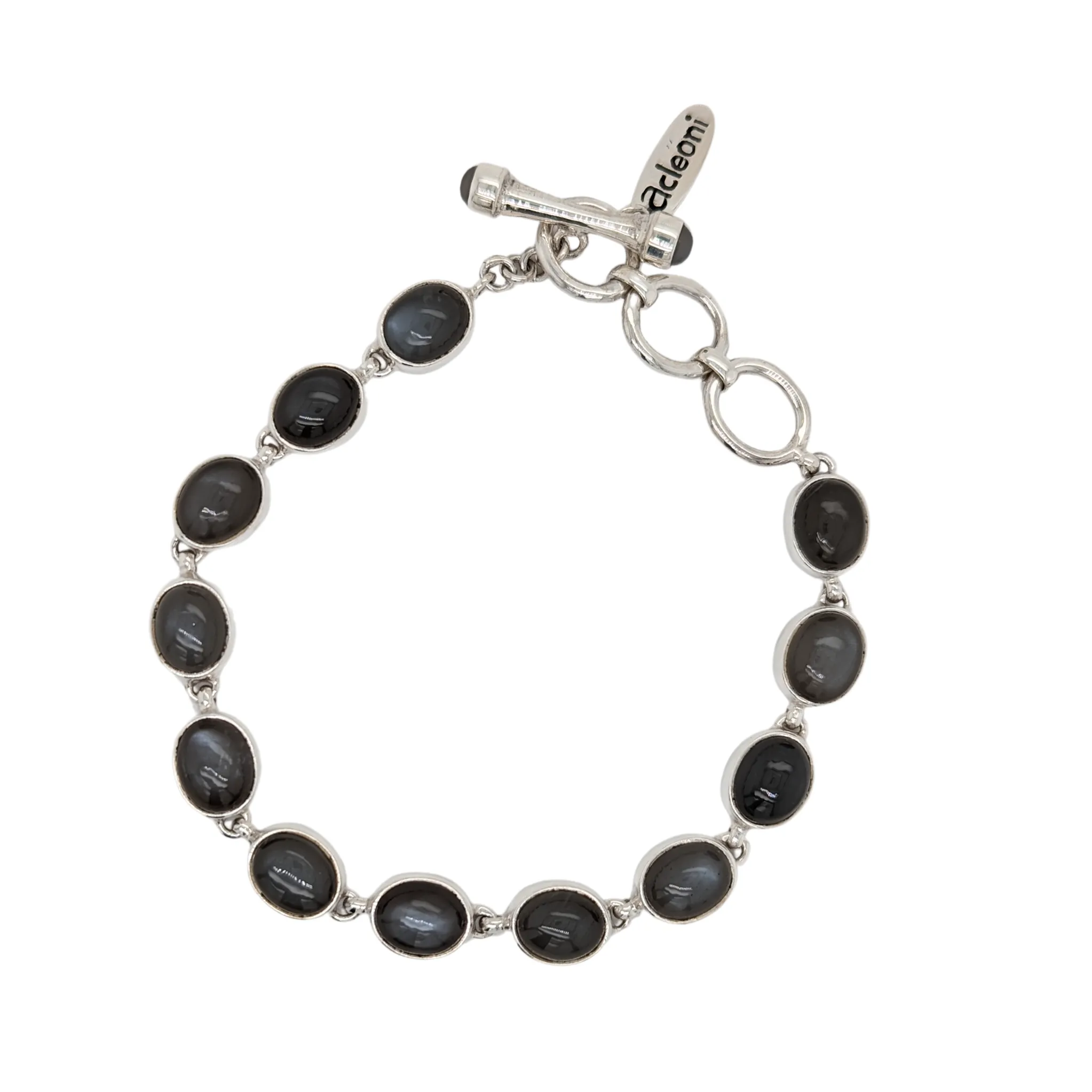 Sterling Silver Gray Moonstone Toggle Bracelet