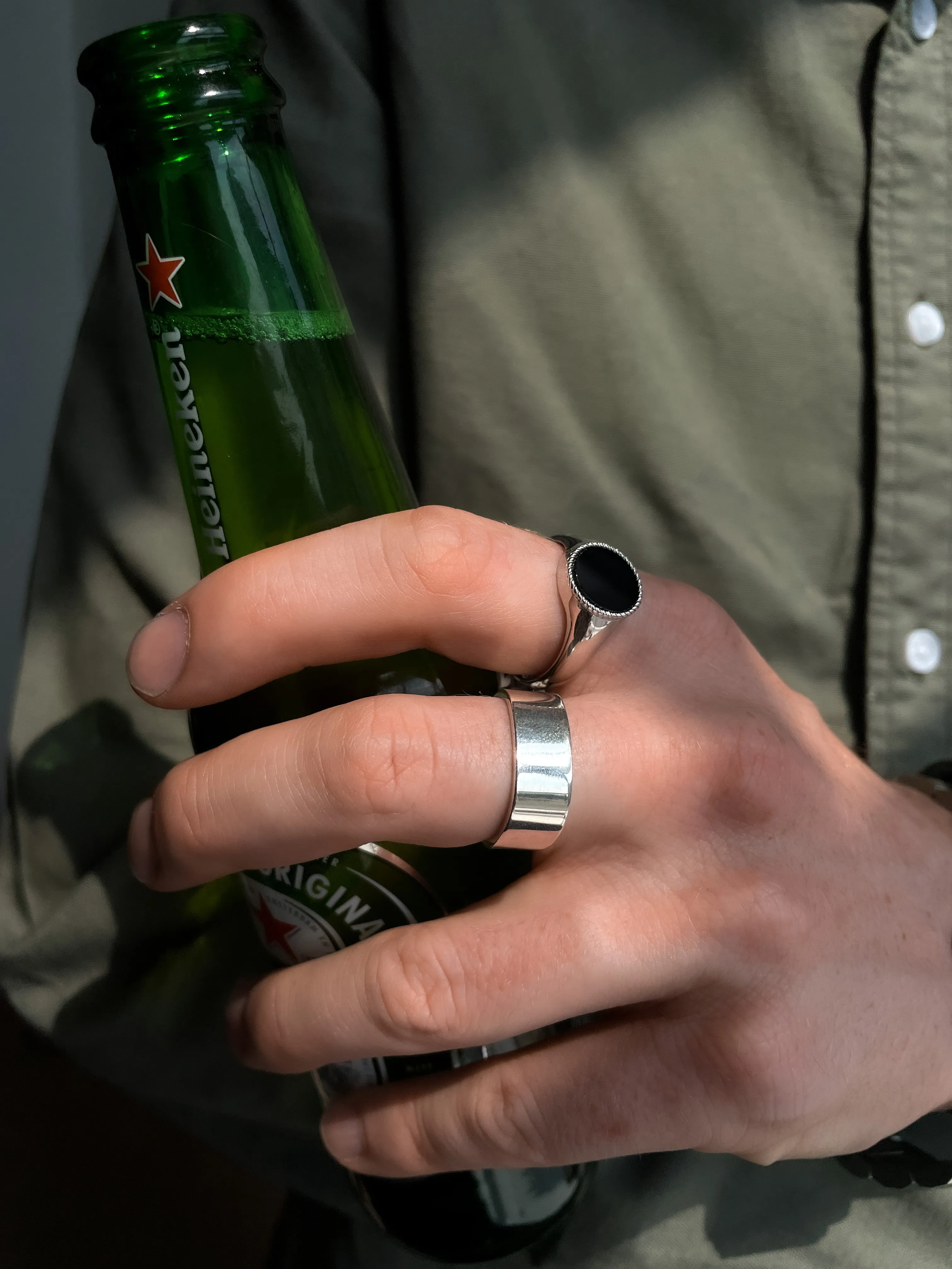 Sterling Silver Mens Onyx Signet Ring