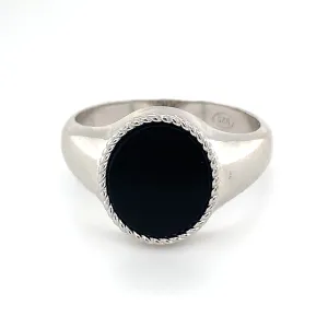 Sterling Silver Mens Onyx Signet Ring