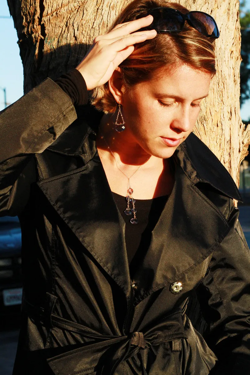 The Delicate Silver Chain Lariat With Faceted Blue Quartz