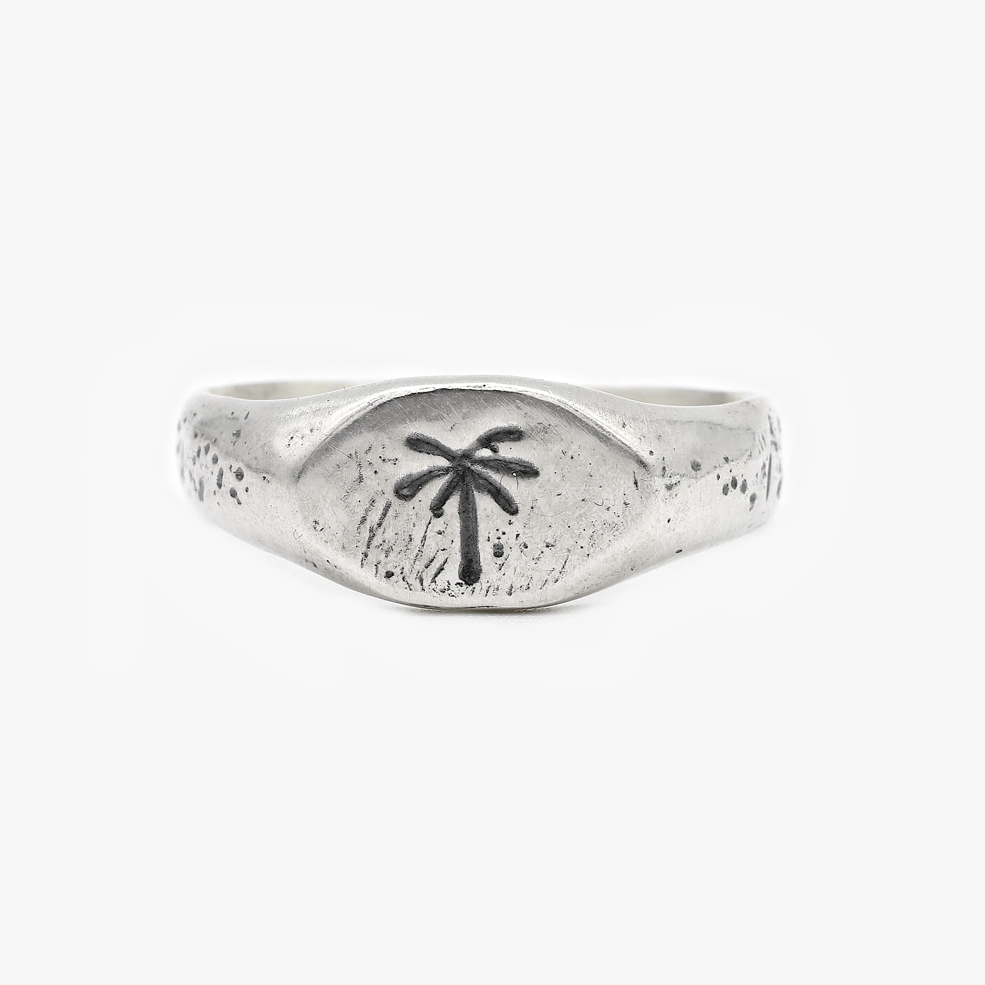 Thin Signet Ring With Engraved Palm Tree