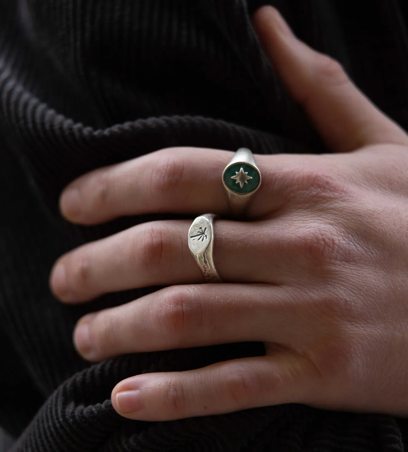 Thin Signet Ring With Engraved Palm Tree