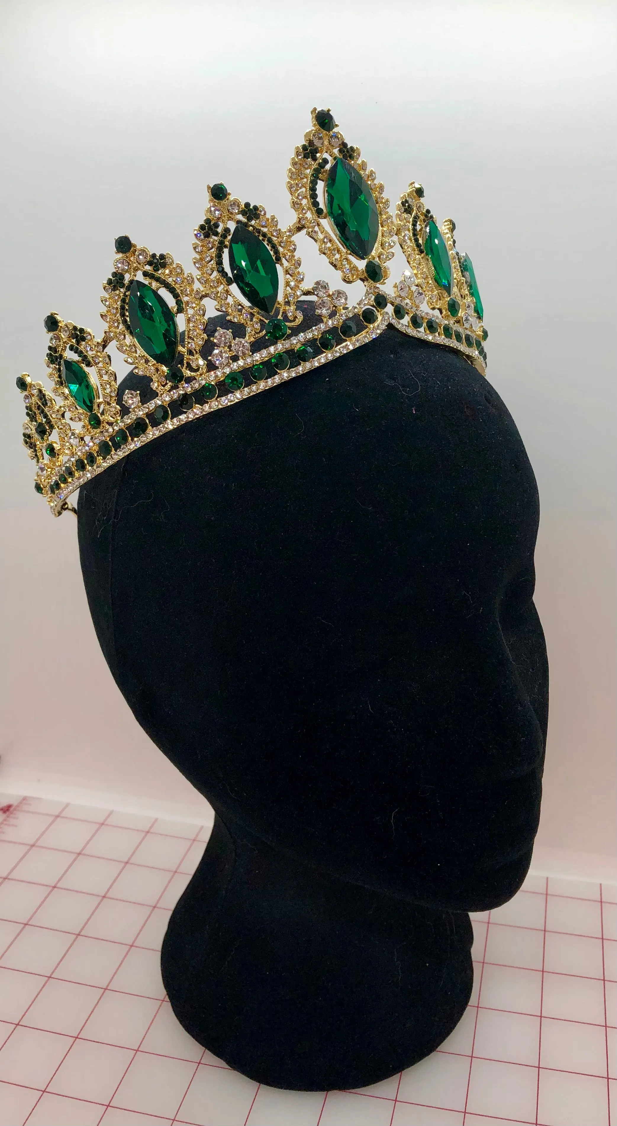 Tiara - Gold with Emerald and Crystal Rhinestones