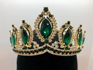 Tiara - Gold with Emerald and Crystal Rhinestones