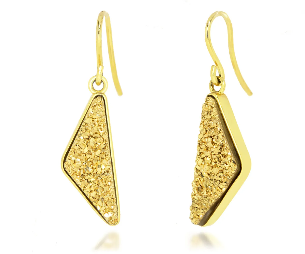 Triangle 18K Gold Druzy Earrings