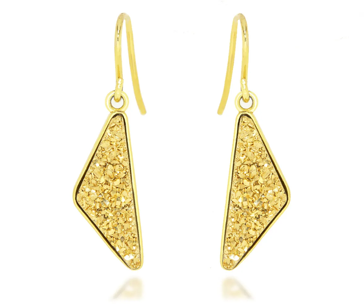 Triangle 18K Gold Druzy Earrings
