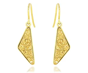 Triangle 18K Gold Druzy Earrings