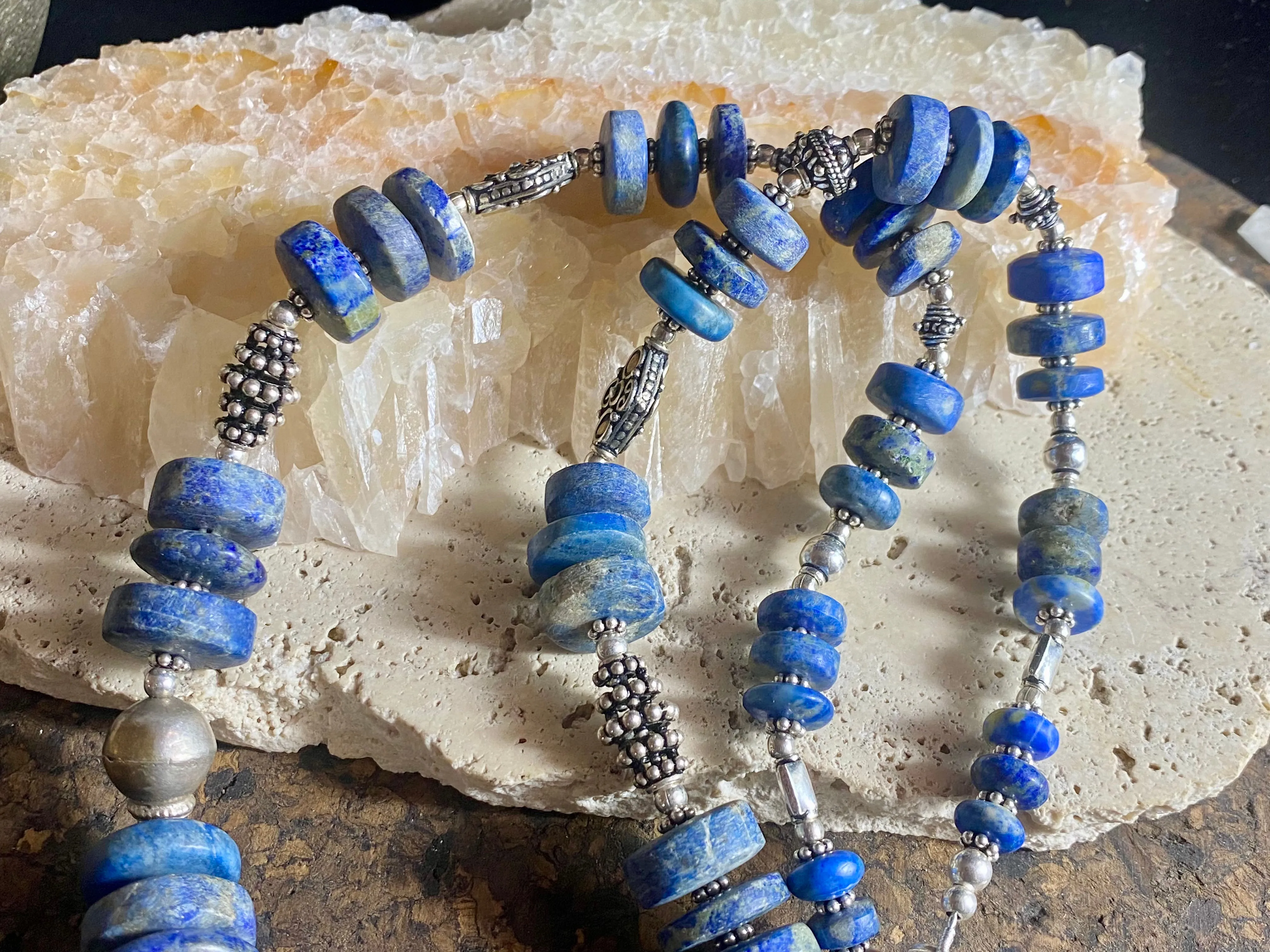 Tribal Lapis Lazuli & Silver Necklace