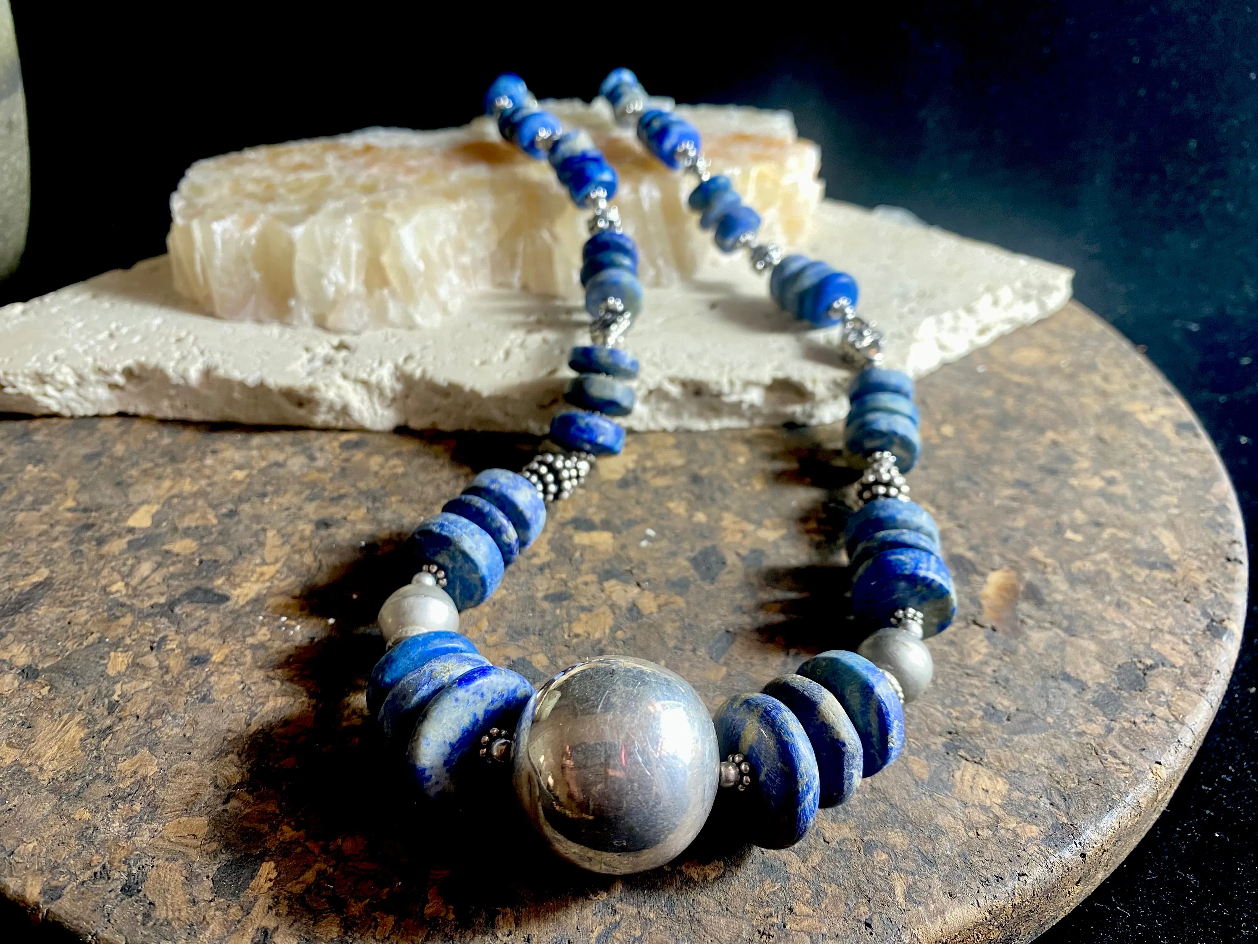 Tribal Lapis Lazuli & Silver Necklace