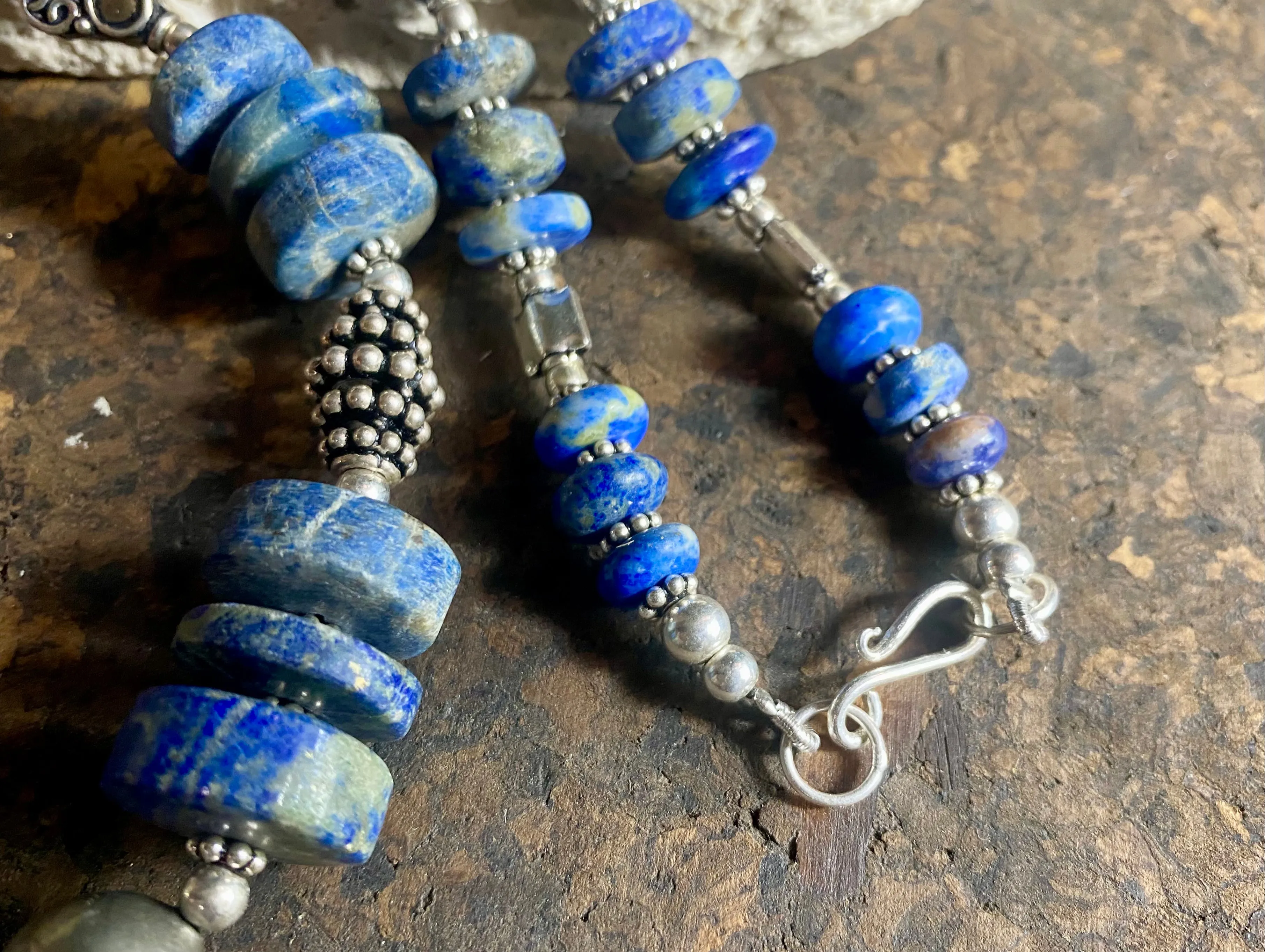 Tribal Lapis Lazuli & Silver Necklace