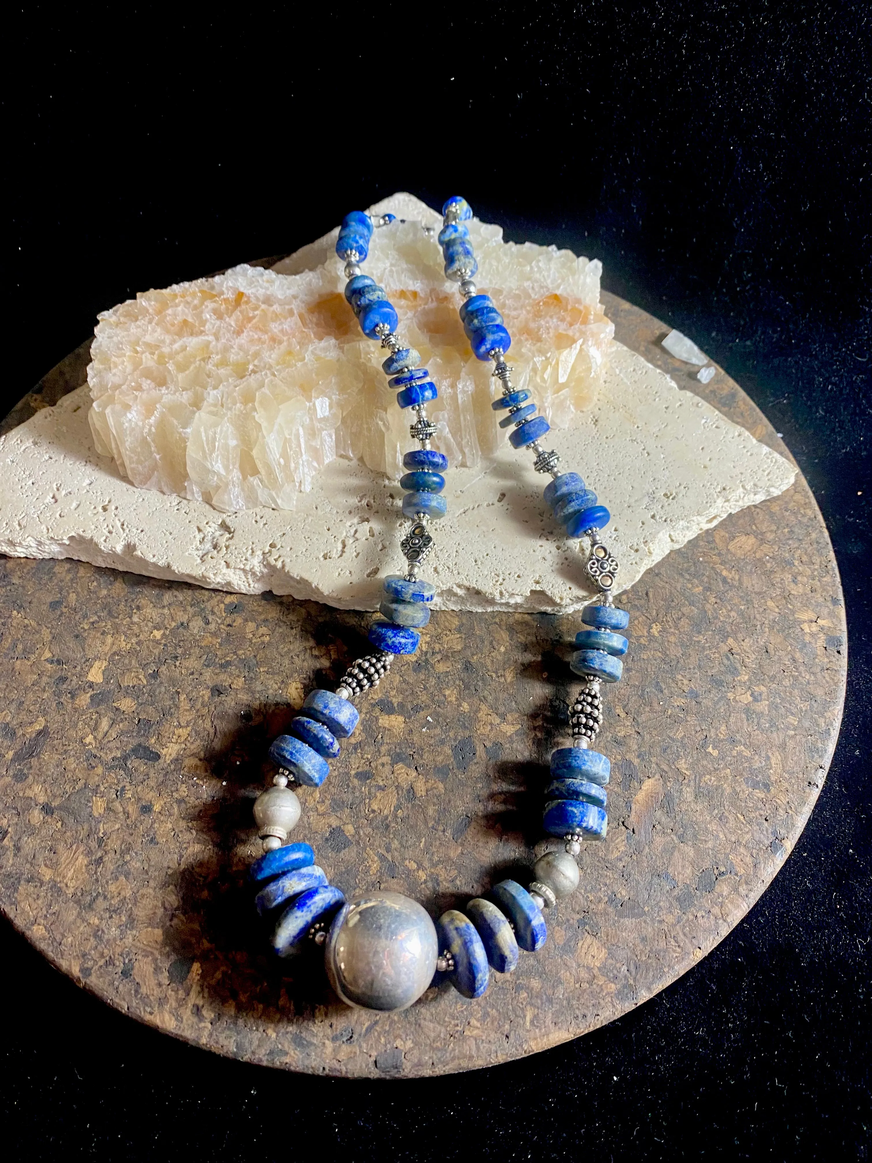 Tribal Lapis Lazuli & Silver Necklace