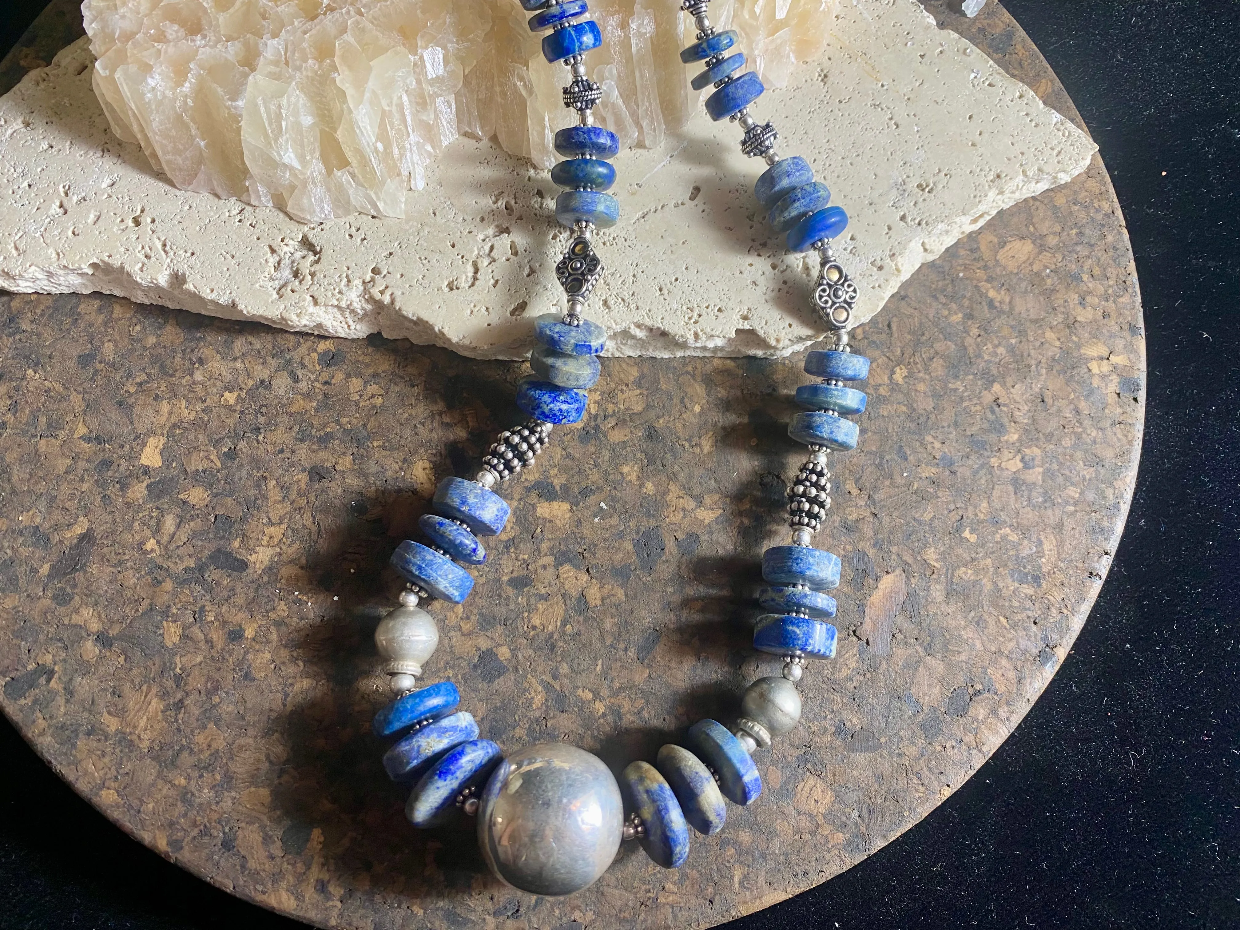 Tribal Lapis Lazuli & Silver Necklace