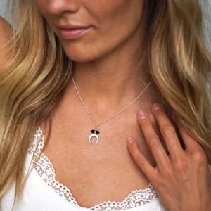 True Balance Moon Crescent Necklace with Obsidian and Sterling Silver