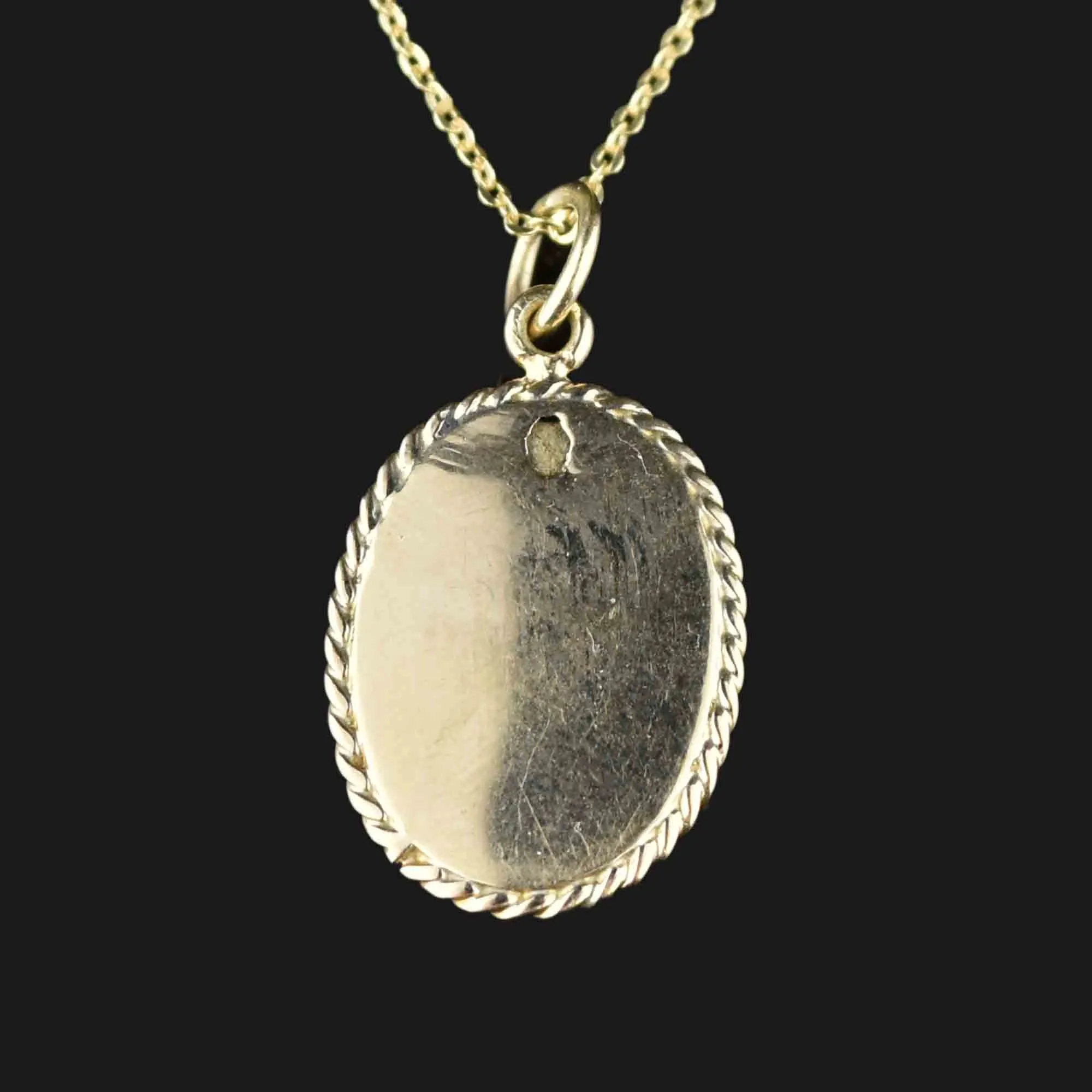 Vintage 14K Gold Rope Garnet Pendant Necklace