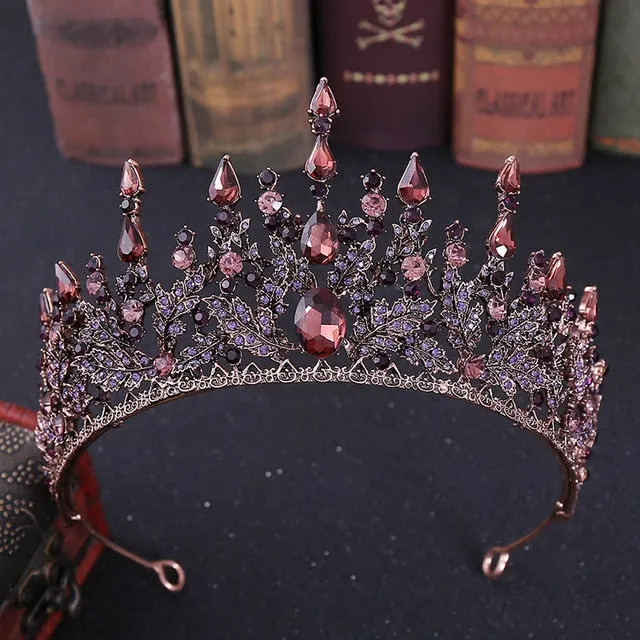 Vintage Baroque Crystal Tiara Crown  Party Hair Accessory