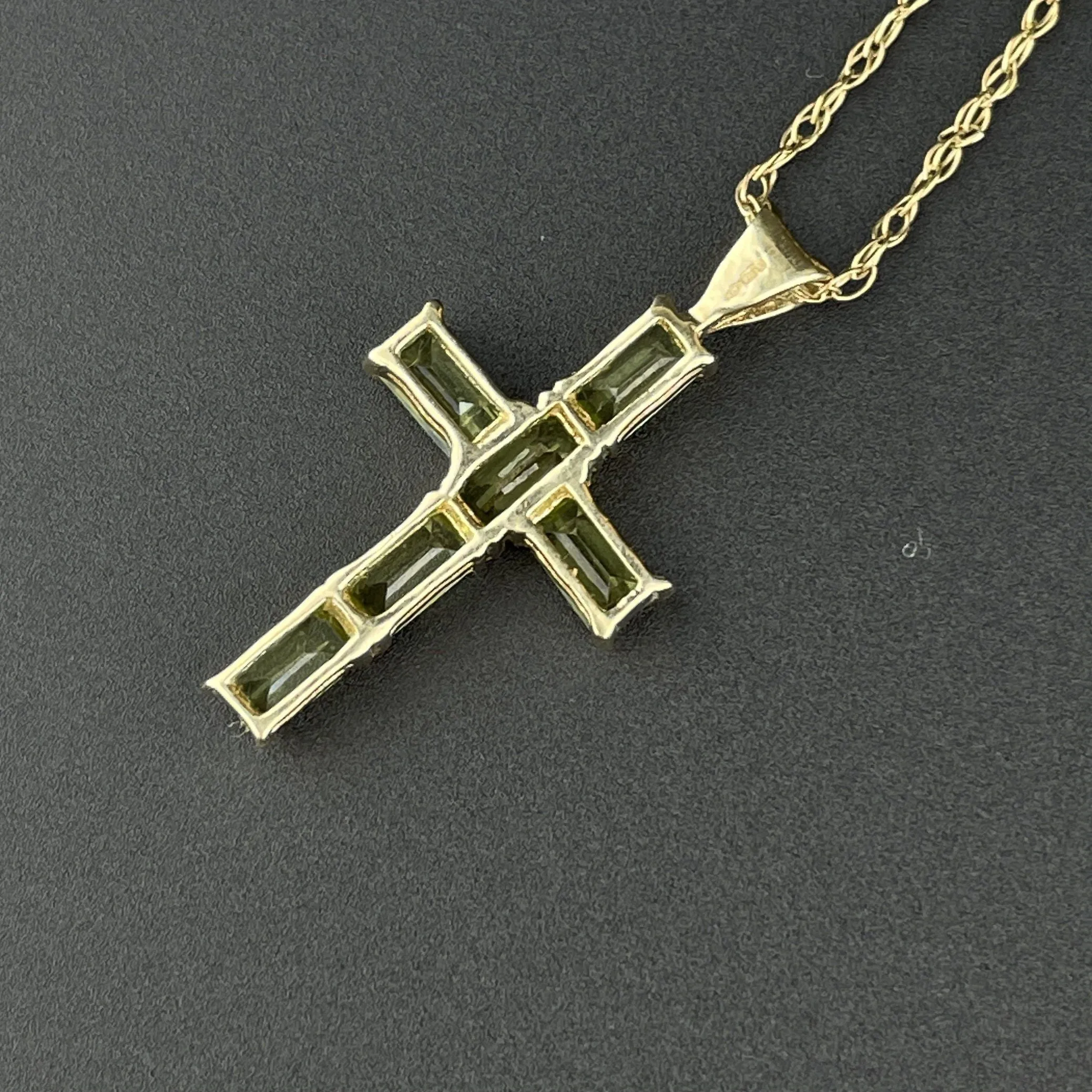 Vintage Gold Peridot Cross Pendant Necklace