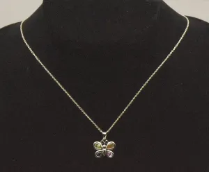 Vintage Sterling Silver Multi-Color Crystal Butterfly Pendant on Sterling Silver Chain Necklace - 16"