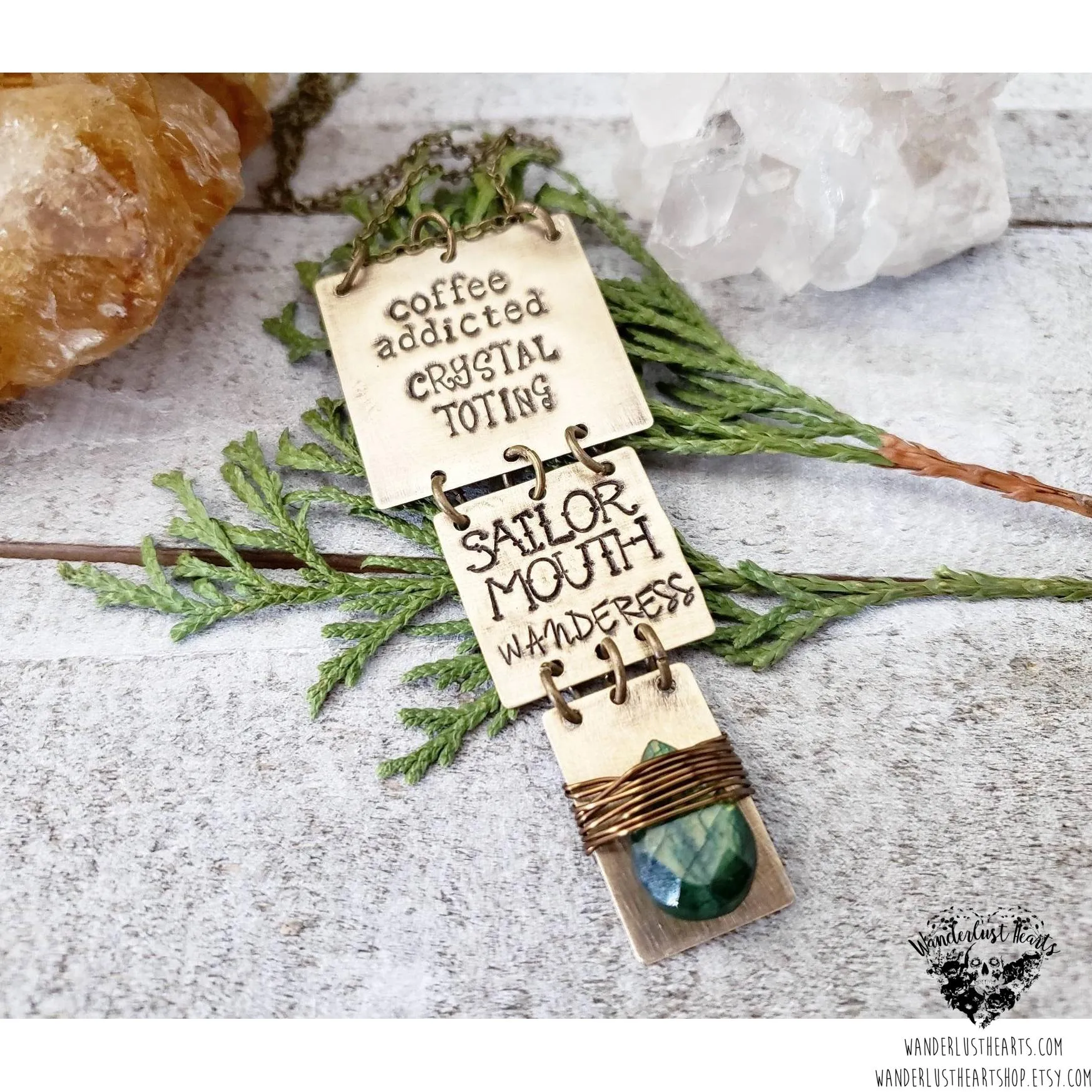 Wanderlust Hearts signature necklace - brass