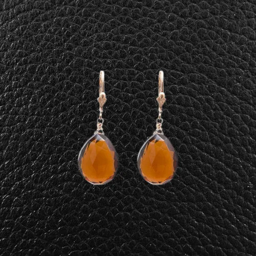 Whiskey Quartz Dangle Earrings