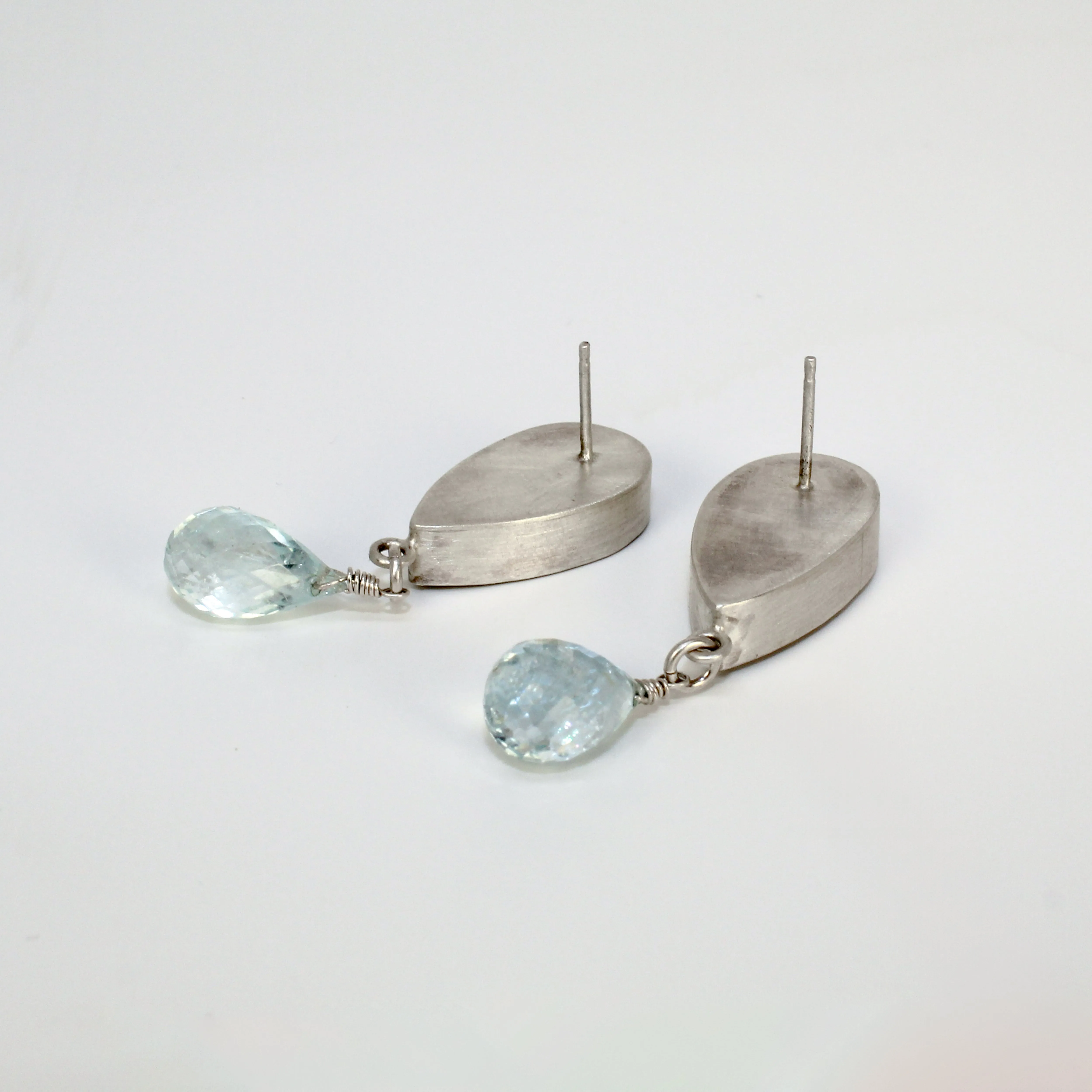 White Druzy and Aquamarine Earrings by Rina Young