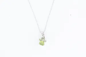 White Gold Peridot Paw Pendant with Chain