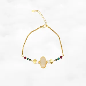 White Jade Auspicious Clouds Vermeil Bracelet