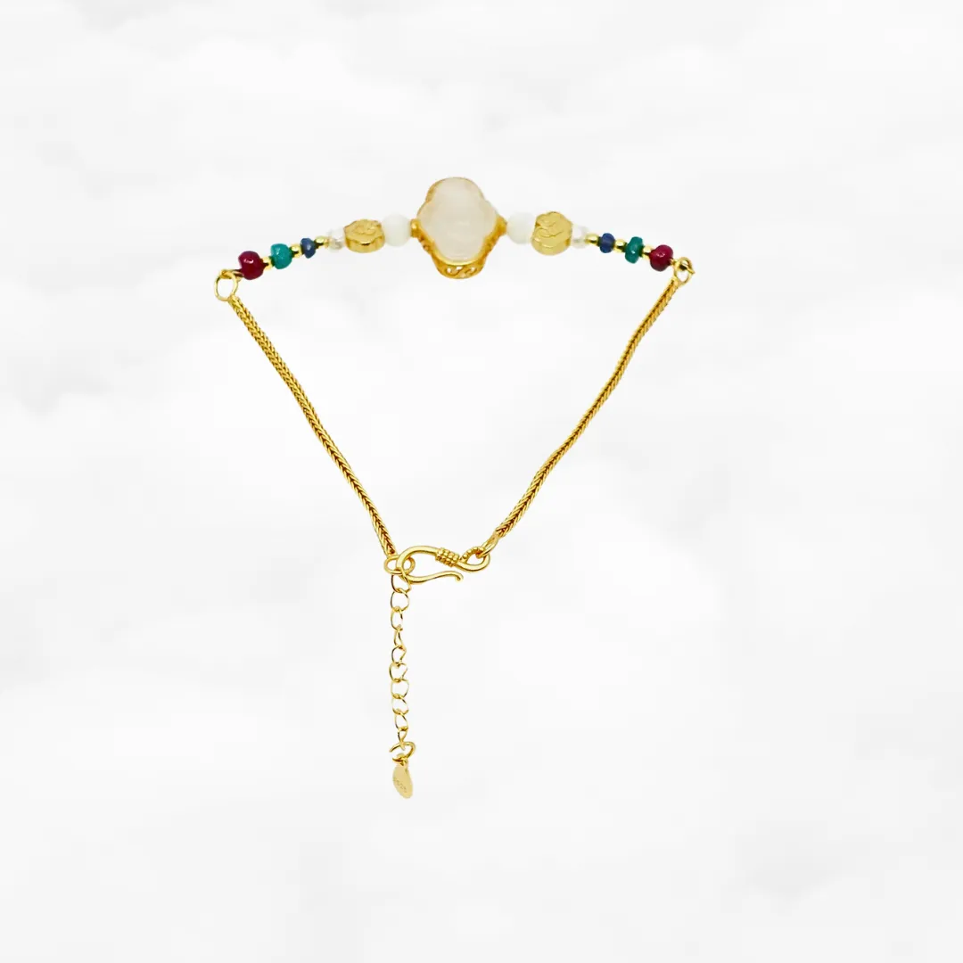 White Jade Auspicious Clouds Vermeil Bracelet