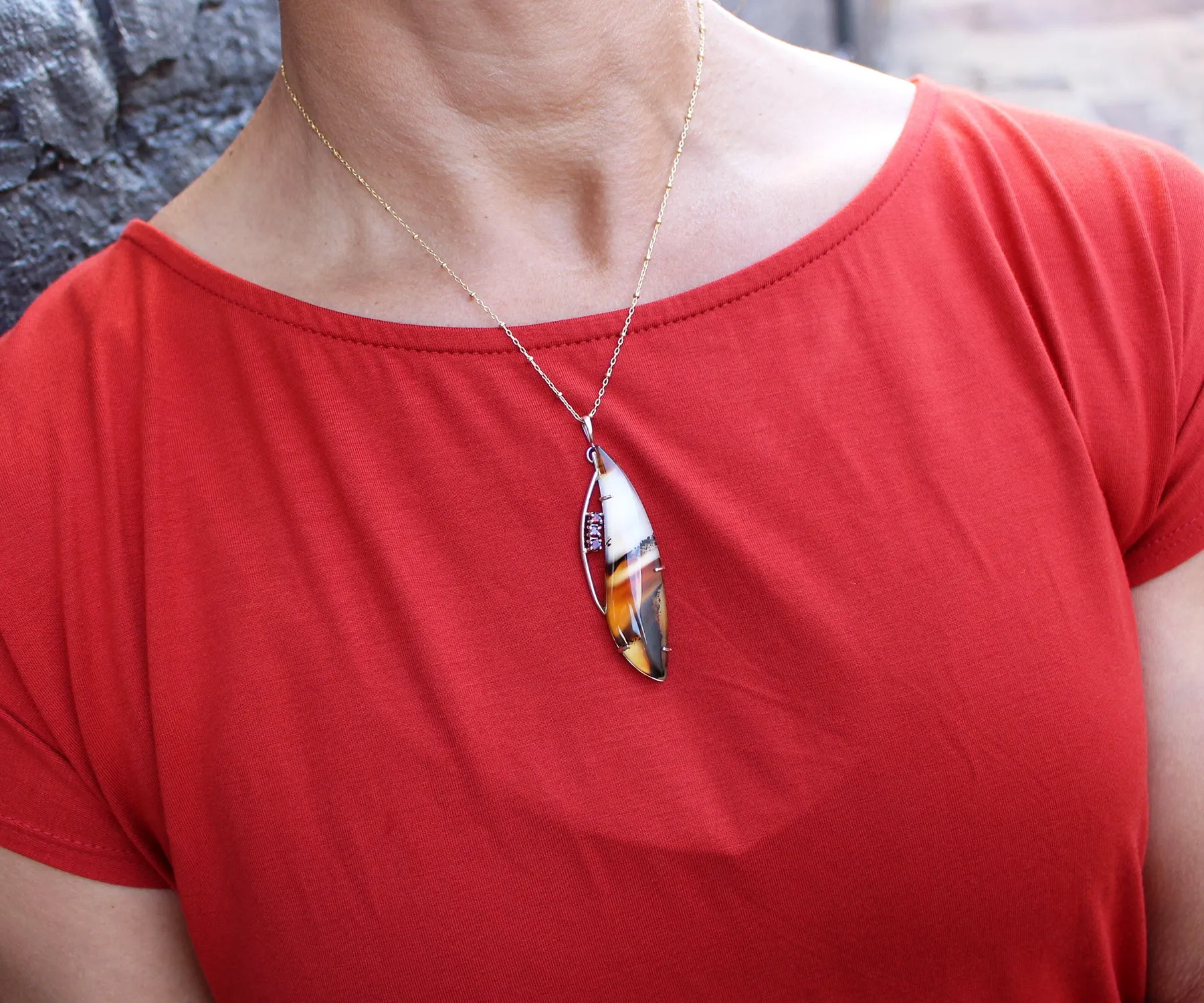 Wild Cat Montana Agate Freeform Jewelry Set