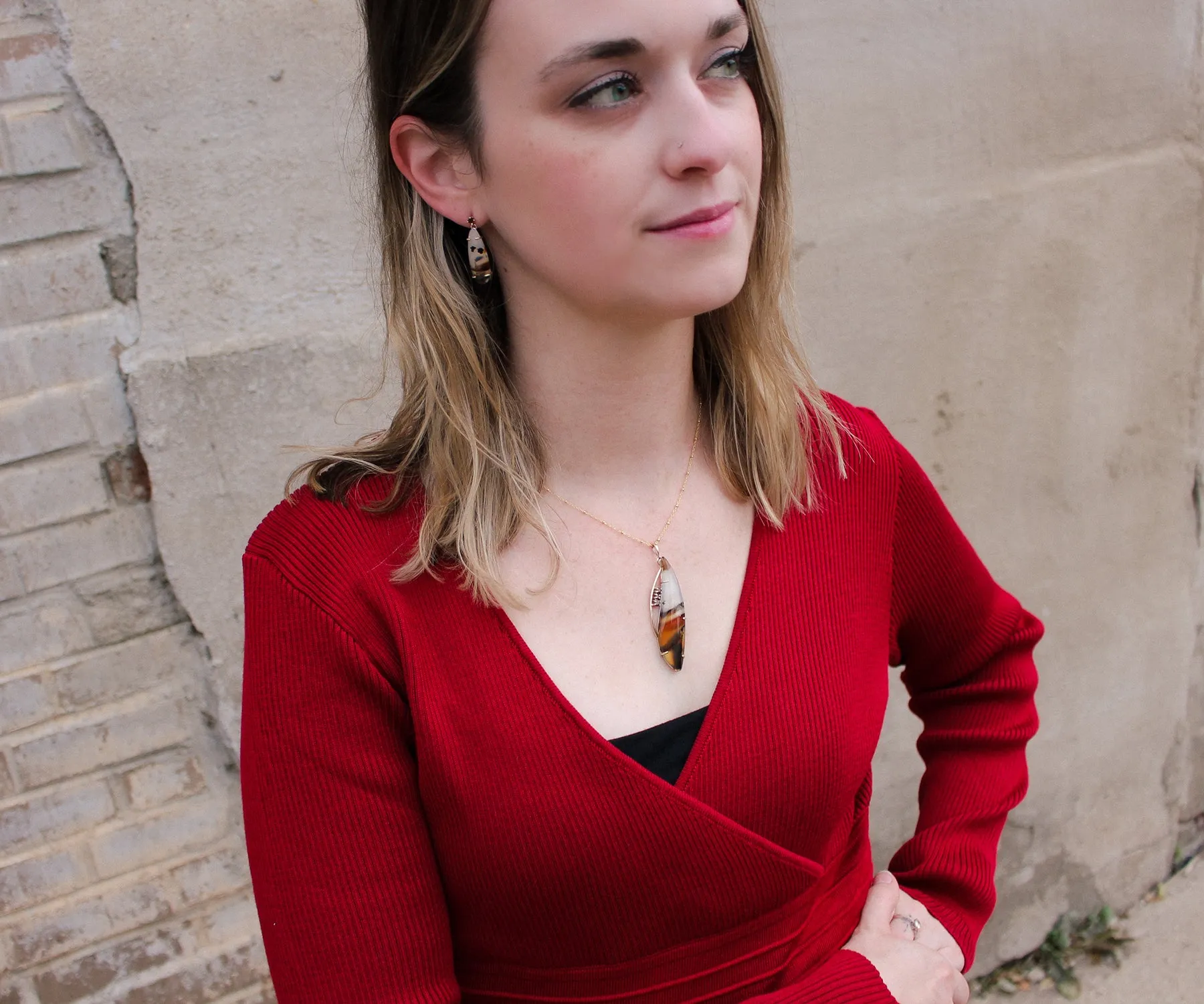 Wild Cat Montana Agate Freeform Jewelry Set