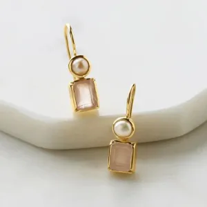 Willow Earring - Rose Quartz & Pearl