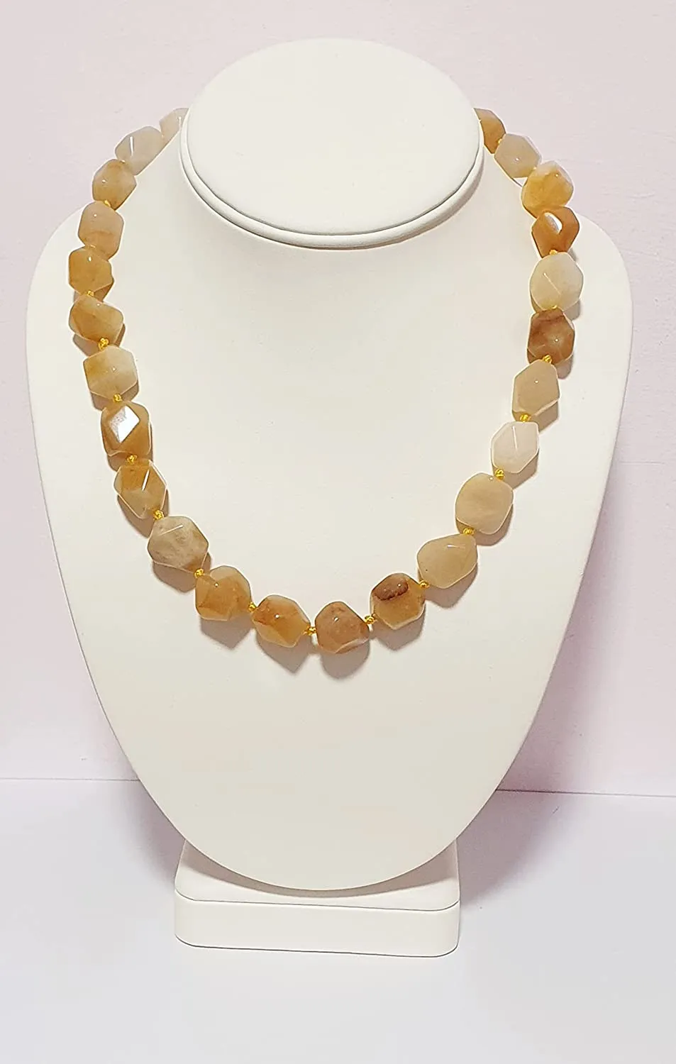 Women's Chunky Statement Yellow Jade Beaded Necklace