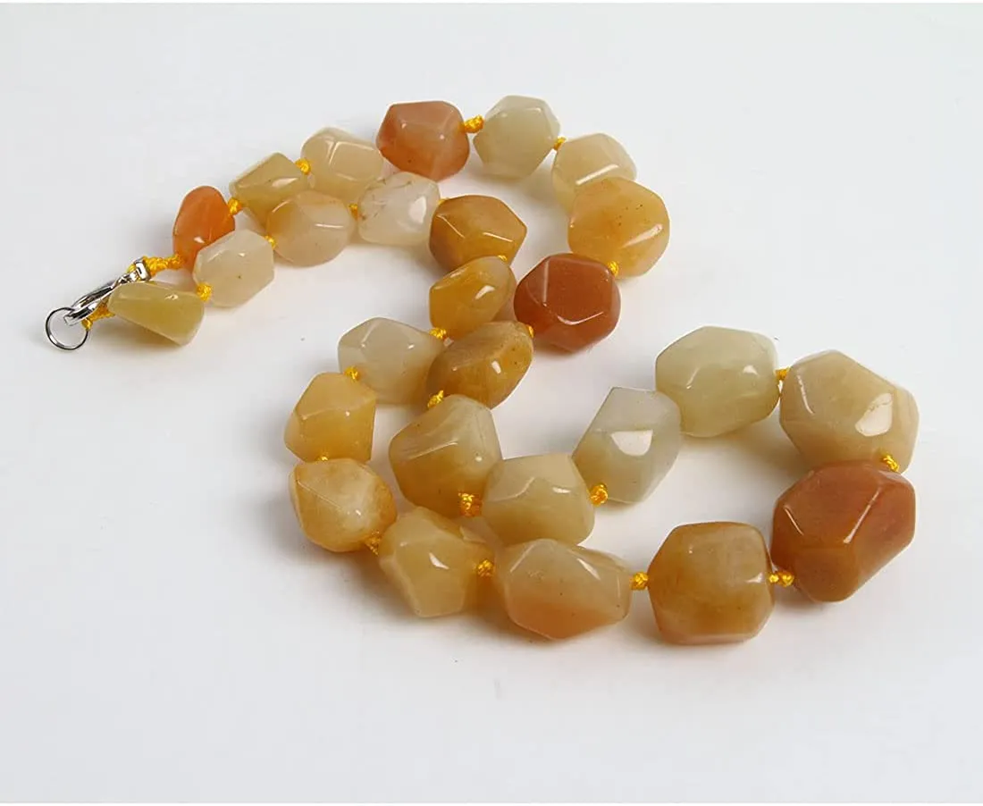 Women's Chunky Statement Yellow Jade Beaded Necklace