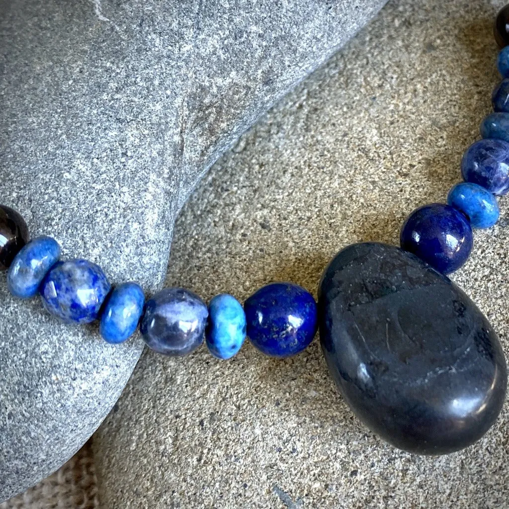 Writer's Necklace w/Shungite, Lapis, & Sodalite, Self-Expression