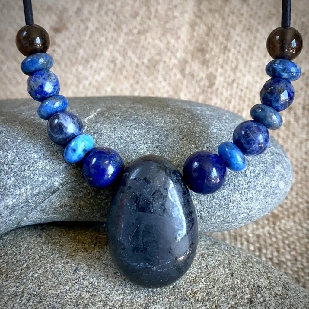 Writer's Necklace w/Shungite, Lapis, & Sodalite, Self-Expression