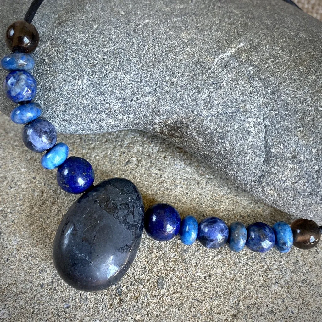Writer's Necklace w/Shungite, Lapis, & Sodalite, Self-Expression