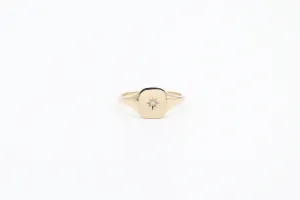 Yellow Gold Signet Ring with Diamond