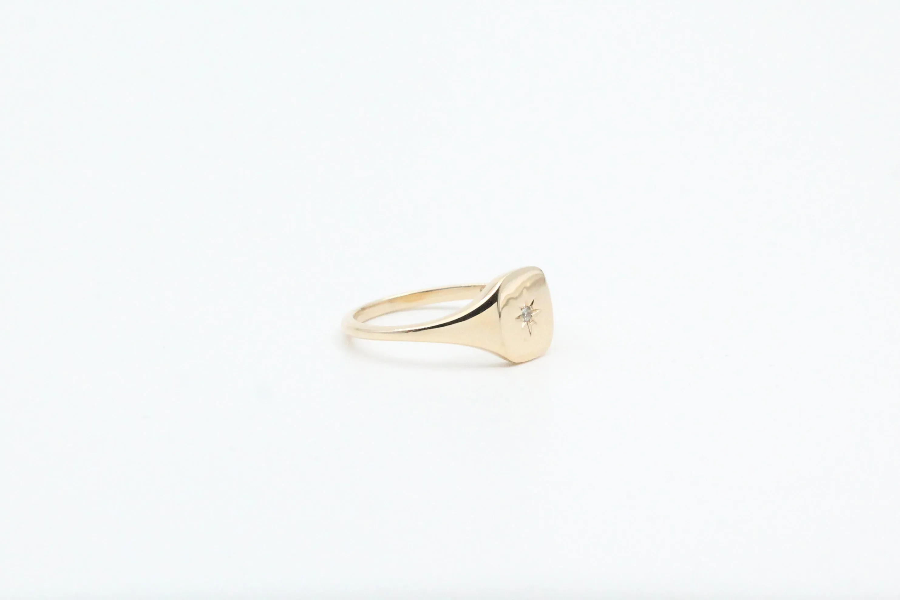 Yellow Gold Signet Ring with Diamond