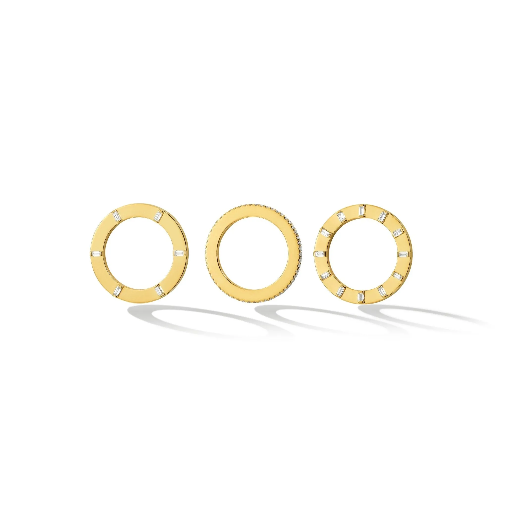 Yellow Gold Sole Stackable Ring with White Diamonds