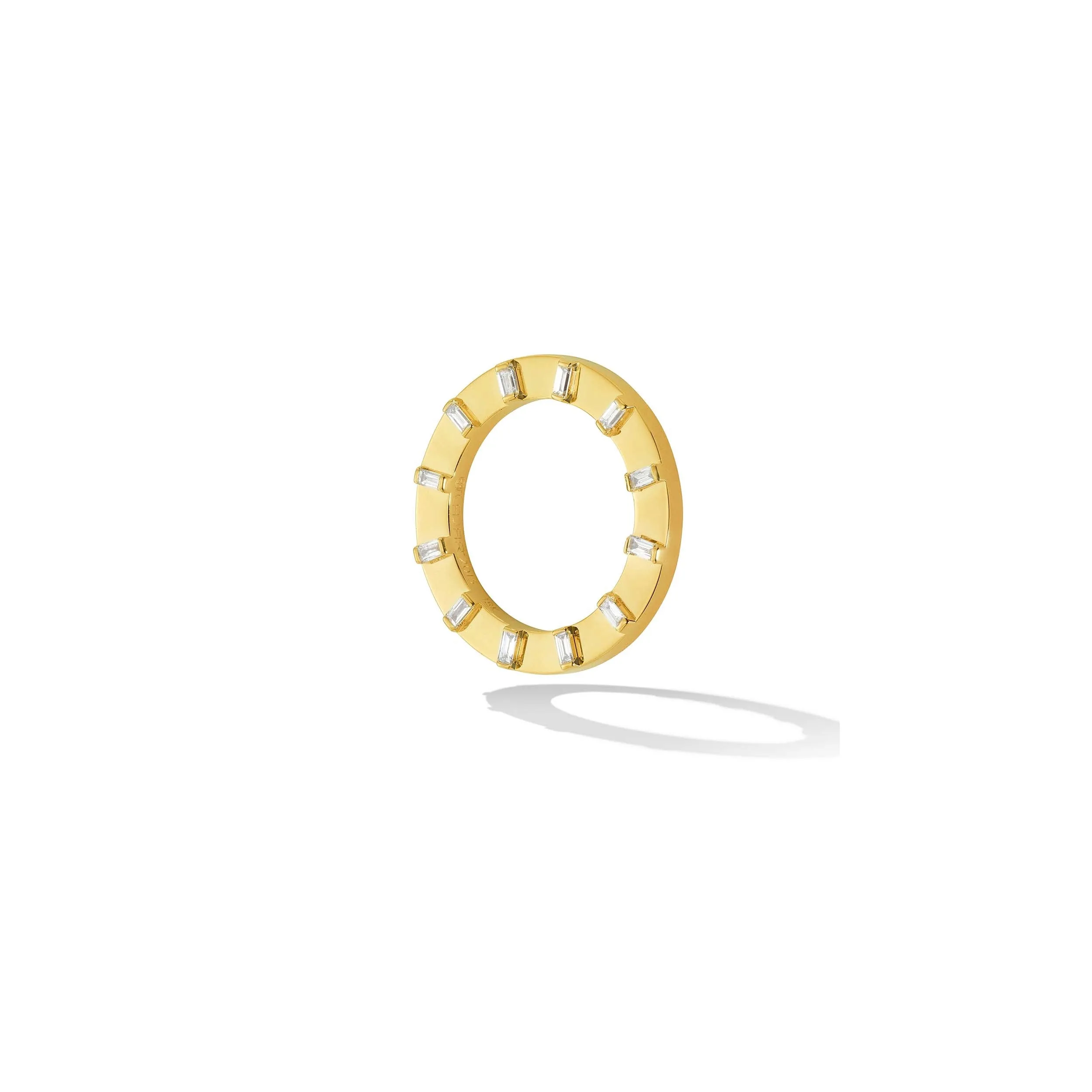 Yellow Gold Sole Stackable Ring with White Diamonds
