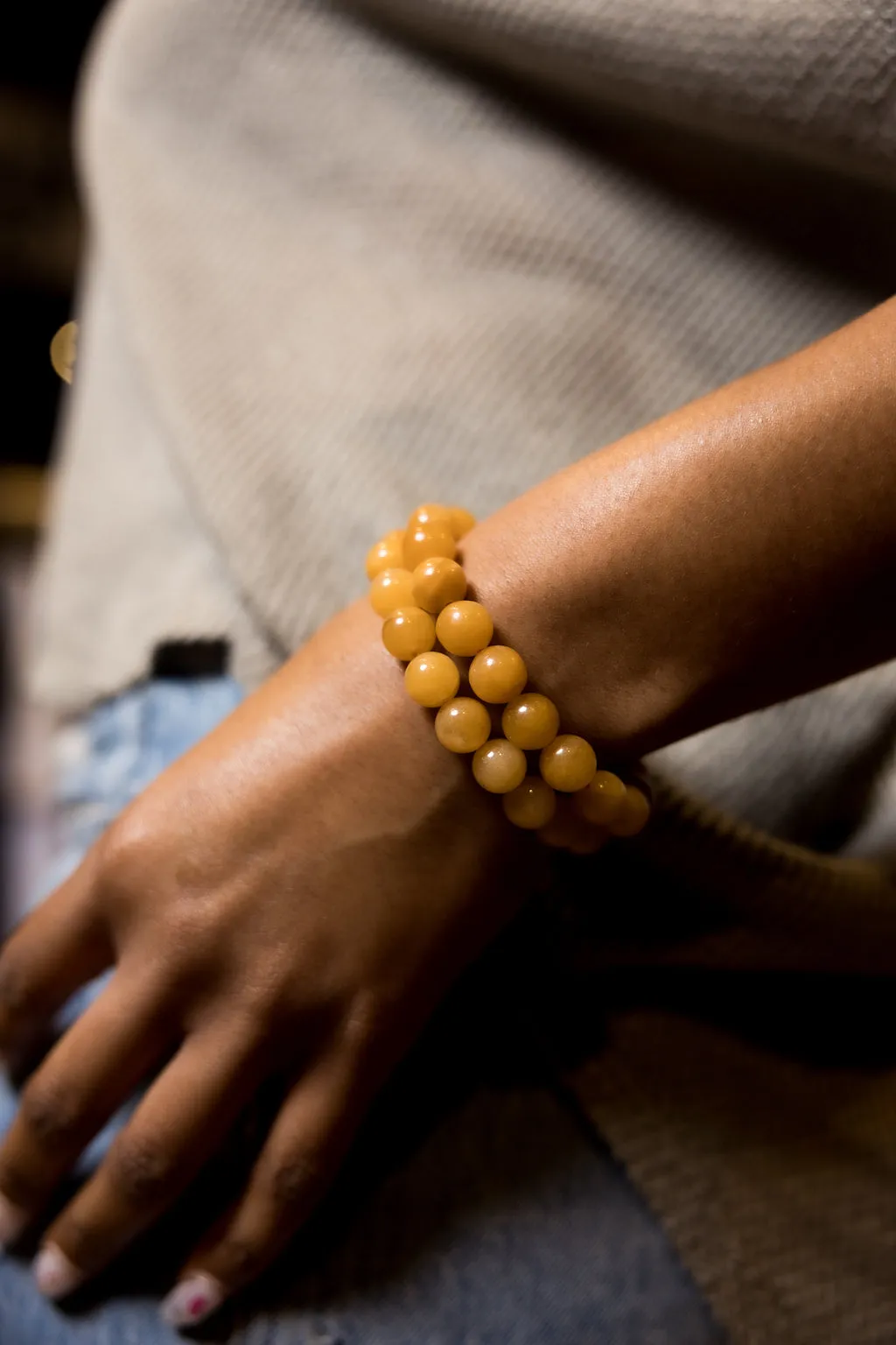 Yellow Jade Natural Gemstone Bracelet