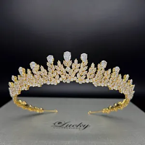Zirconia Bridal Crown, Quinceanera Tiara, Corona de 15 Anos Graceful Design by Lucky Collections™