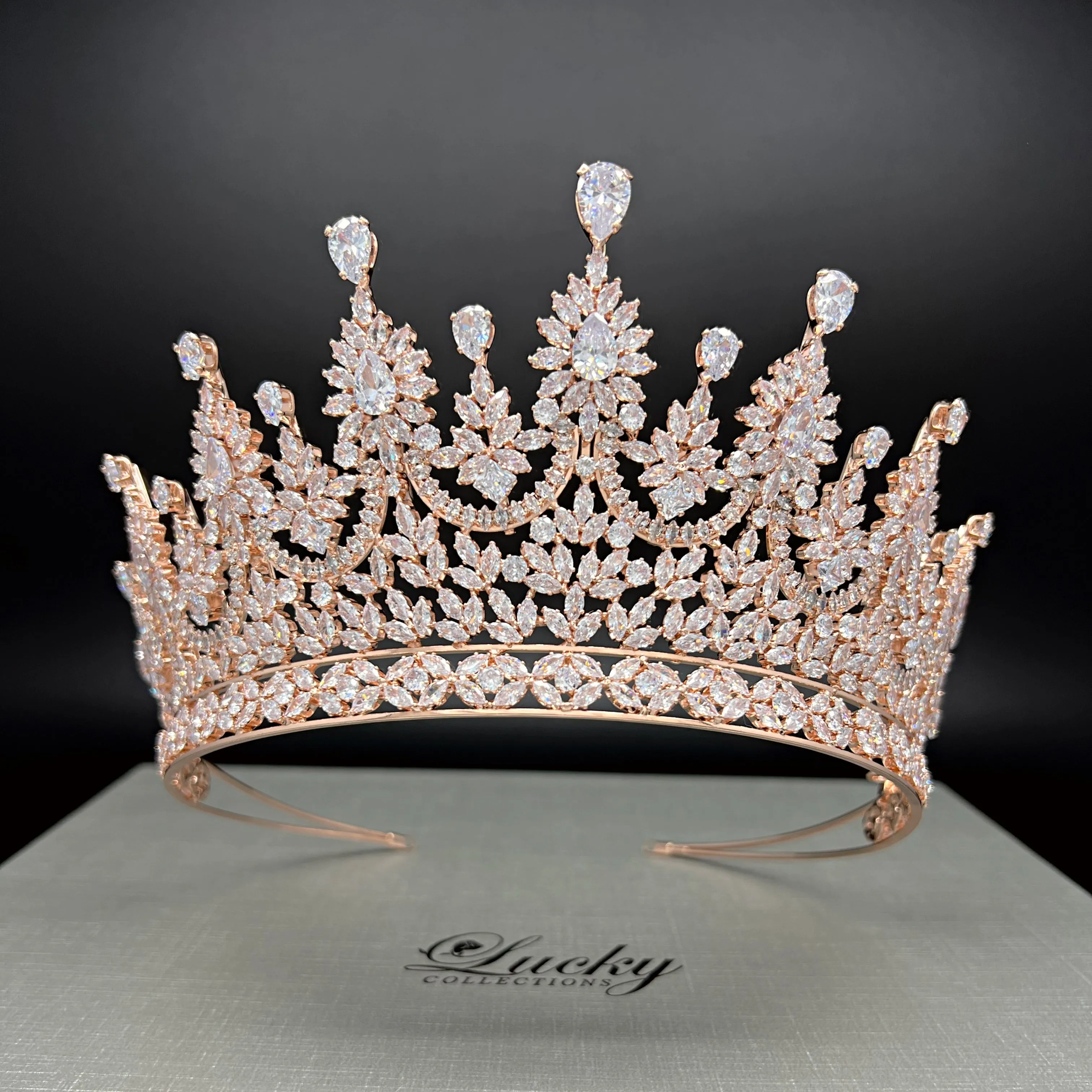 Zirconia Tiara for the Confident Walk Down the Aisle, Opulent Quince Cubic CZ